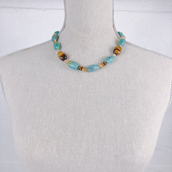 Signed Jay King DTR Sterling Turquoise Tiger Eye Citrine Southwestern Necklace - Picture 11 of 13
